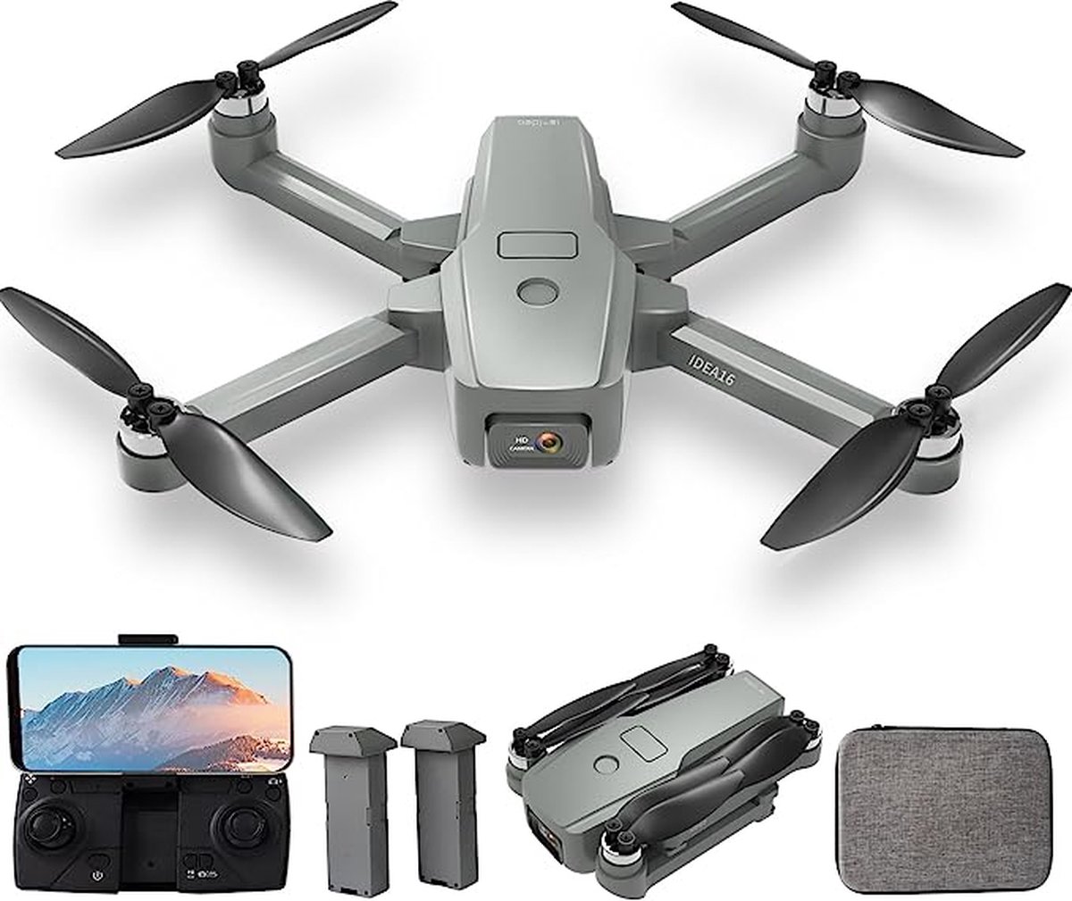 Drone-Verstelbare Camera 4K-Drone met 2 Cameras-Opvouwbare-2 Batterijen- 30 Minuten Vliegtijd