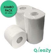 QleaZy Toiletpapier JUMBOPACK 40x400 vel - CELLULOSE - WC papier - 2lgs