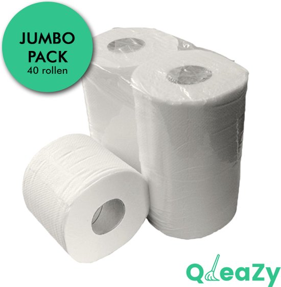 QleaZy Toiletpapier JUMBOPACK 40x400 vel - CELLULOSE - WC papier - 2lgs |  bol