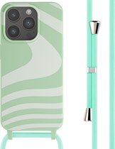 iPhone 15 Pro Hoesje Met Koord - iMoshion Siliconen design hoesje met koord - Groen / Retro Green
