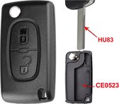 XEOD Autosleutelbehuizing - sleutelbehuizing auto - sleutel - Autosleutel / Geschikt voor: Peugeot / Citroen 2 knops HU83