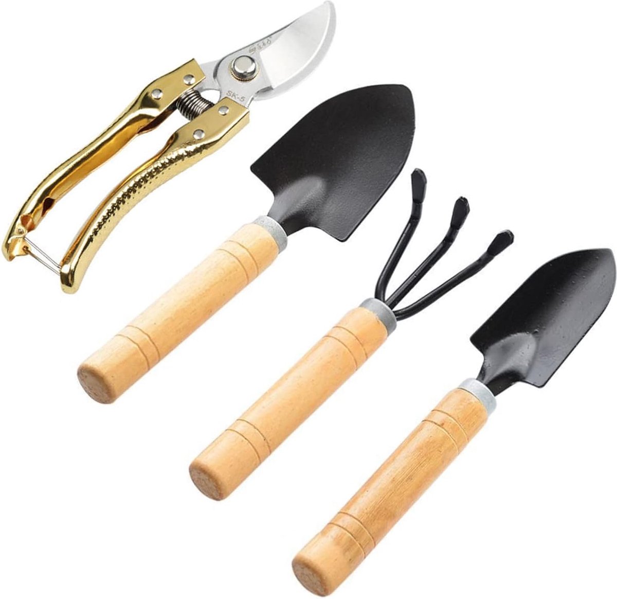 4 stuks tuingereedschapsset, tuingereedschapsset, bonsai tuingereedschap, met handvat, tuindecoratie voor dames en heren