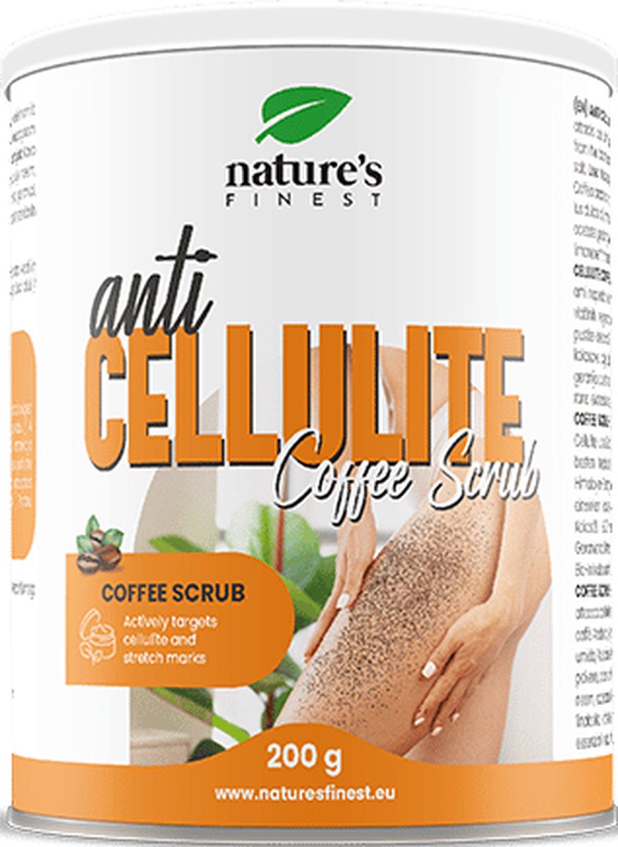 Goedkoopste Nature's Finest Anti Cellulite Koffiescrub 200g – Tegen Cellulitis, Strakkere Huid & Betere Doorbloeding – Met Koffie, Himalayazout, Kokos- & Amandelolie – Natuurlijk & Verstevigend