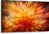 Canvas - Kunstwerk van Oranje Met Rode Grote Bloem - 120x80 cm Foto op Canvas Schilderij (Wanddecoratie op Canvas)