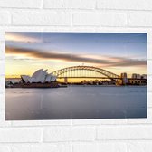 Muursticker - Zonsondergang achter de Brug in Sydney, Australië - 60x40 cm Foto op Muursticker