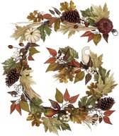 183 cm Herfst Halloween Garland voor Voordeur, Kunstmatige Fall Thanksgiving Garland, Herfst Decoraties met Esdoornbladeren, Pompoen, Dennenappel en Bessen voor Open Haard Trappen