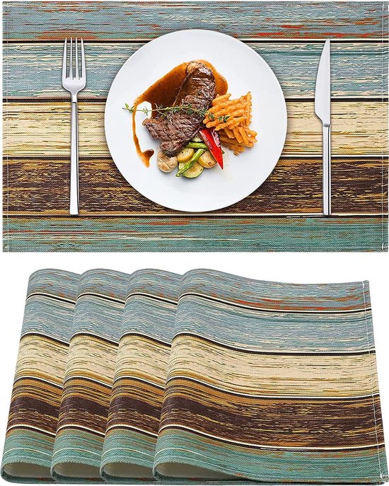 ABAKUHAUS Geruit Placemat Set Van 4 - Traditionele Gingham Coral White - 30x45 Cm