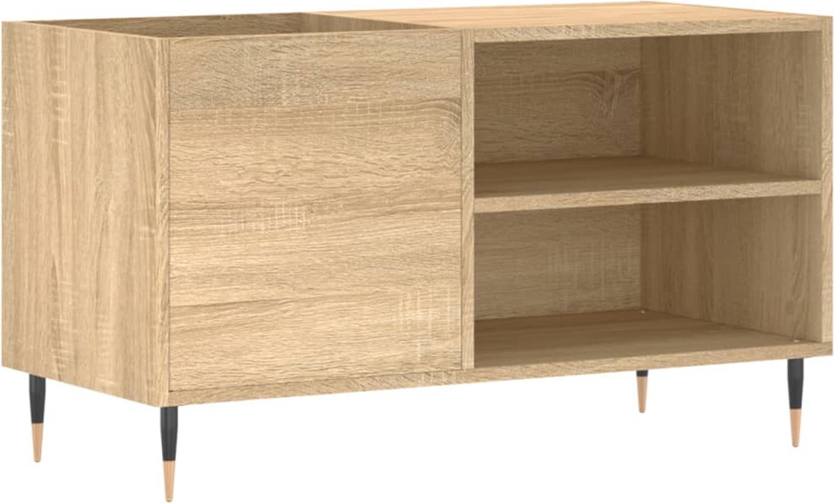 vidaXL - Platenkast - 85x38x48 - cm - bewerkt - hout - sonoma - eikenkleurig