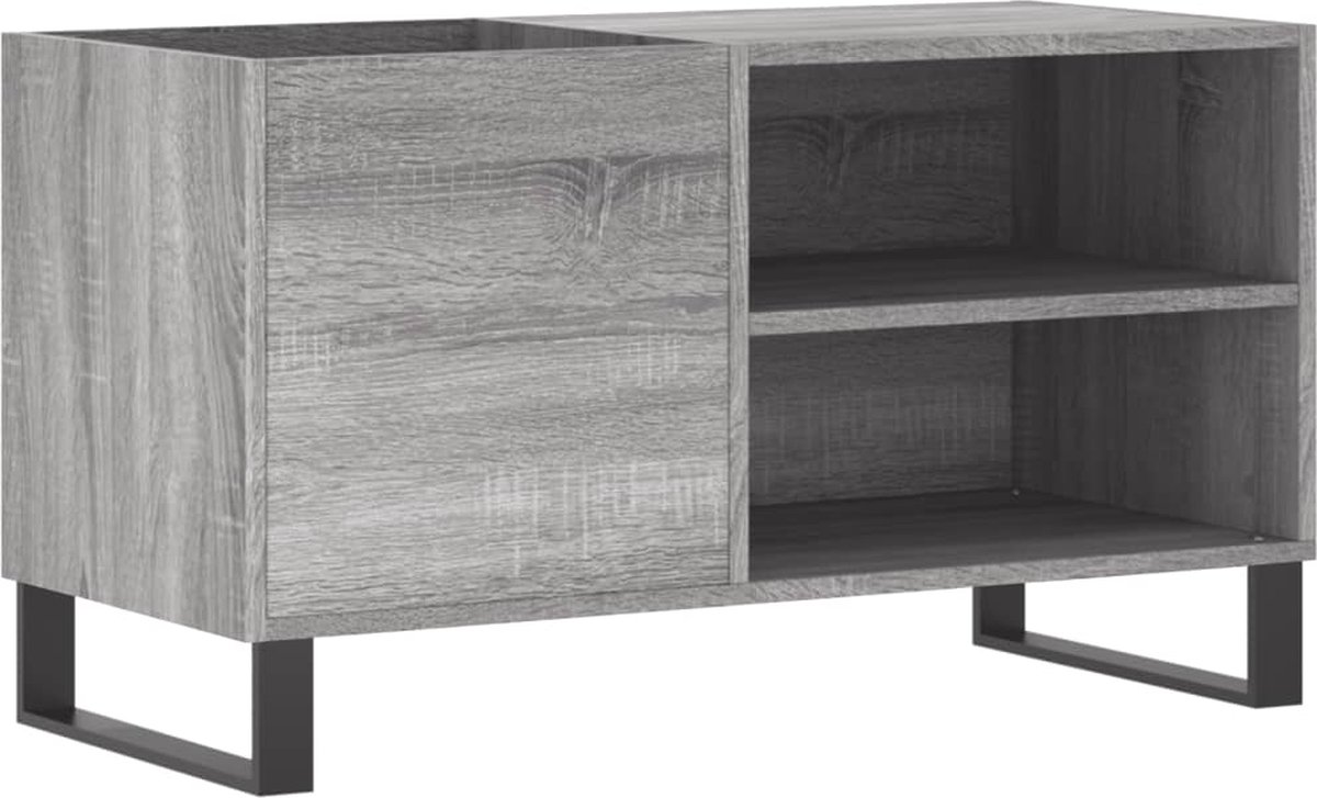 vidaXL - Platenkast - 85x38x48 - cm - bewerkt - hout - grijs - sonoma - eikenkleurig
