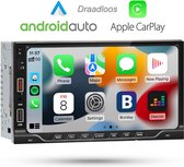 Boscer® Autoradio 2Din Universeel - Apple Carplay & Android Auto (Draadloos) - 7 Inch HD Touchscreen - USB - Bluetooth - Externe Microfoon & Achteruitrijcamera