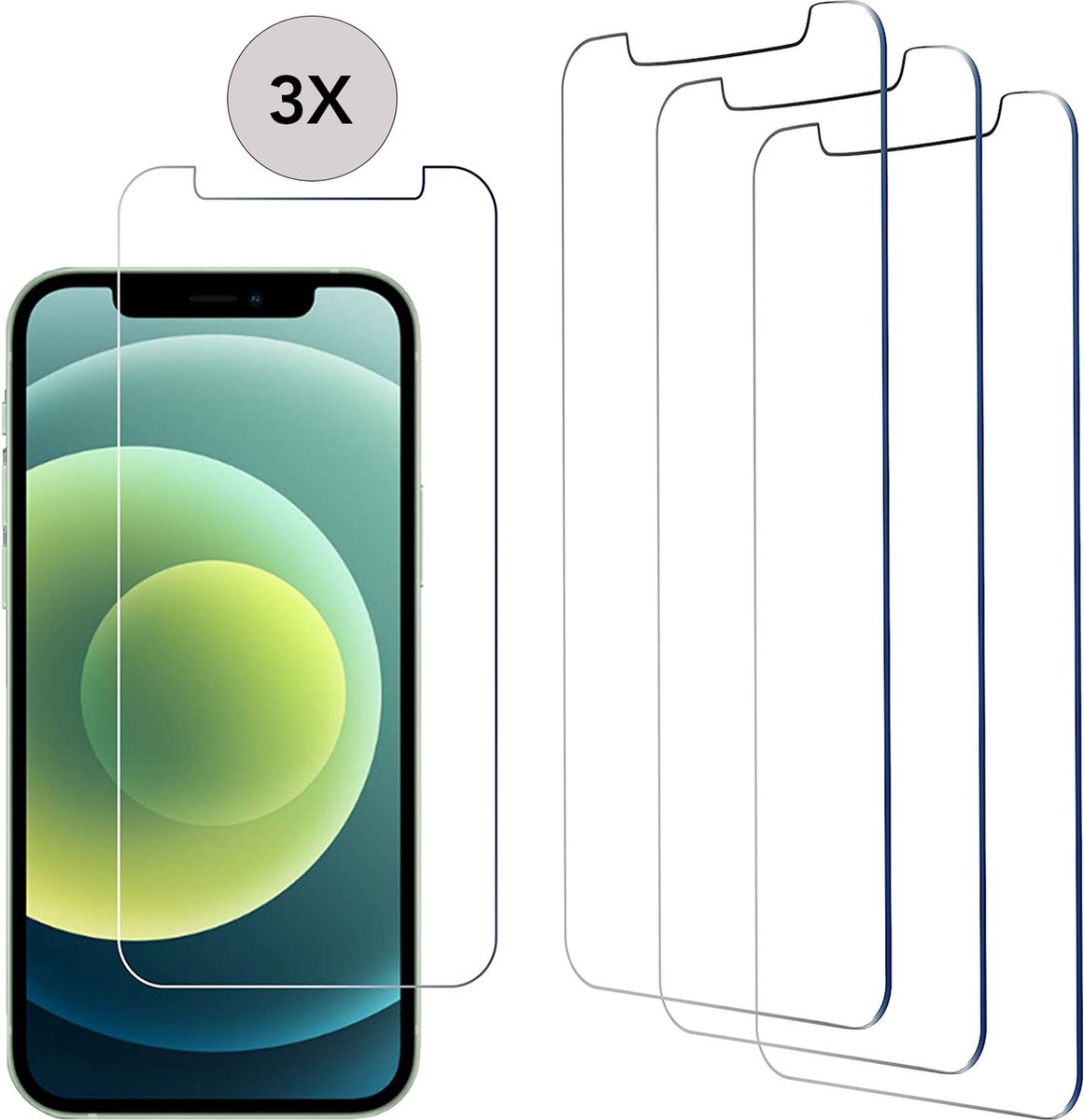 Podec Screenprotector geschikt voor iPhone 12 en iPhone 12 Pro - Gehard Beschermglas - Transparant en Krasbestendig - Tempered Glass Screen Cover - 3 Stuks