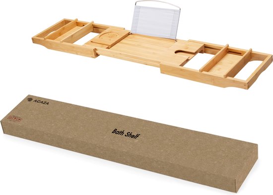 ACAZA Badplank - Badrek - Badplank voor in bad – Uitschuifbaar van 75 tot 109 cm Breed - Bamboe