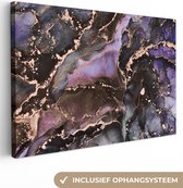 Toile Peinture Marbre - Goud - Rose - 140x90 cm - Décoration murale