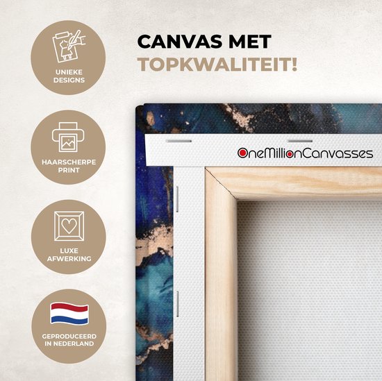 Toile Peinture Marbre - Goud - Rosé - 140x90 cm - Décoration murale