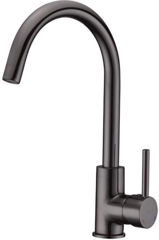 Keuken- & Badarmaturen Essebagno Big Hotto Gootsteenmengkraan Zwart - Met Douche, Industriële Stijl, Keramische Cartridge 35 Mm Keukenkraan Handdouche
