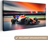 Canvas Schilderij Auto - Formule 1 - Circuit - Raceauto - 80x40 cm - Wanddecoratie