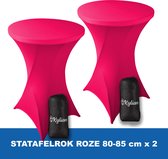 Statafelrok Roze x 2 – ∅ 80-85 x 110 cm - Statafelhoes met Draagtas - Luxe Extra Dikke Stretch Sta Tafelrok voor Statafel – Kras- en Kreukvrije Hoes