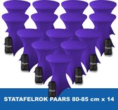 Statafelrok Paars x 14 – ∅ 80-85 x 110 cm - Statafelhoes met Draagtas - Luxe Extra Dikke Stretch Sta Tafelrok voor Statafel – Kras- en Kreukvrije Hoes