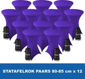Statafelrok Paars x 12 – ∅ 80-85 x 110 cm - Statafelhoes met Draagtas - Luxe Extra Dikke Stretch Sta Tafelrok voor Statafel – Kras- en Kreukvrije Hoes