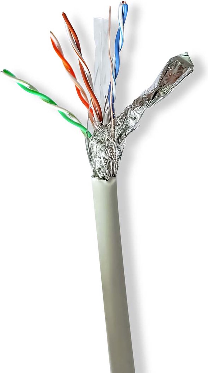 Nedis - Netwerk Kabel Rol | Cat6 | Stranded | S/ftp | Koper | 100 M | Grijs