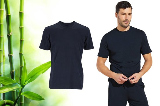 Bamboe Casual Heren T Shirt - Navy - L - T Shirt Heren - Bamboo - Ronde Hals