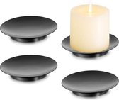 Kandelaar stompkaarsen zwart kandelaar - set van 4 metalen kaarsenonderzetters plaat kaarsen bord bruiloft Kerstmis advent decoratie
