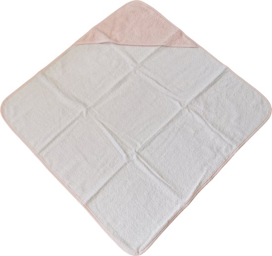 Set van 2 babycapes 75x75 cm uni wit met capuchon in roze van Funnies. — afbeelding 2