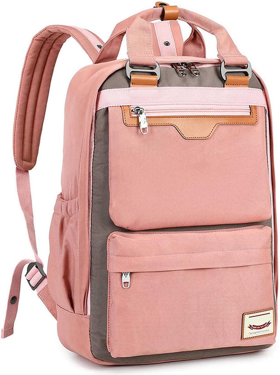 Vermanto Rugtas - Rugzak - 25 Liter - Laptop - Boekentas - Vintage - Heren - Dames - Laptop - School - Boekentas - Roze