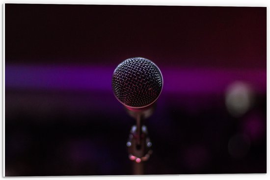 PVC Schuimplaat- Close-up van Microfoon op Podium - 60x40 cm Foto op PVC Schuimplaat