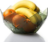 Plastic fruitschaal, 25 x 13cm-geometrisch gevormde fruitmand, roest niet, uitgehold, decoratieve fruitschalen voor keuken - groen
