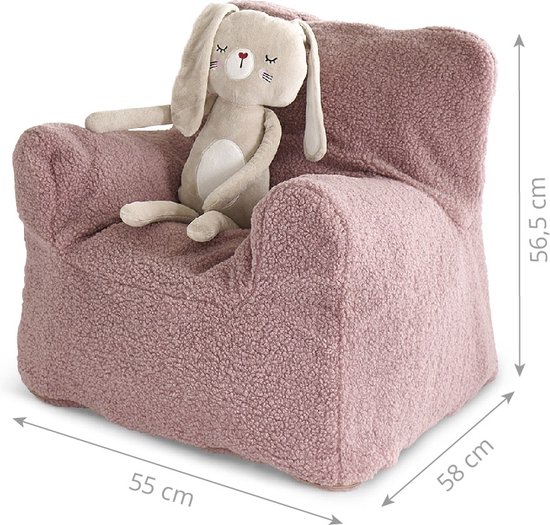 Petite Amélie Peuterstoel Roze - Teddy Zitzak Kind XL - Met Wasbare Hoes - Kinderzetel (1-8 jaar) - Zachte Kindersofa met Visco vulling van Merkloos — afbeelding 5