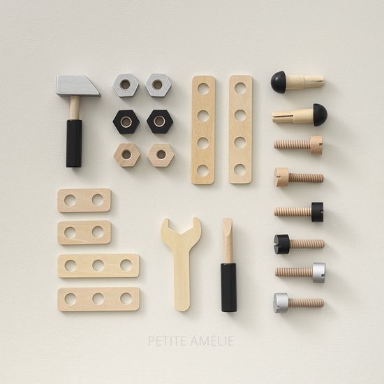 Petite Amélie Houten Speelgoed - Gereedschapskist - Naturel kleur - Vanaf 3 jaar - Petite Amelie