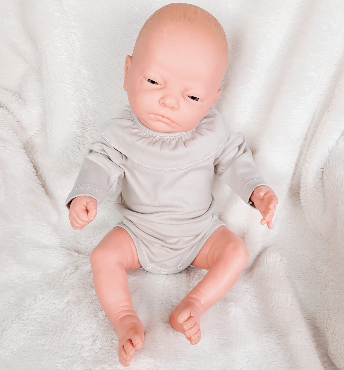 Romper babidu 1117 zand, ruchekraag