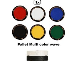 1x Palet Multi color set Wave PXP Professional Colours rood/wit/blauw/zwart/geel/groen - 6x 10 gram - Schmink festival thema feest kids verjaardag party