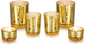 Gouden theelichthouder kaarsenhouder glas: 6 stuks / 2 set kwik theelichtglazen windlicht kandelaar voor theelichtjes kaarsen tafeldecoratie voor bruiloft feest Kerstmis decoratie