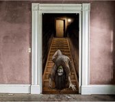 Fiestas Guirca - Deur decoratie Scary stairs ( 80 x 180 cm) - Halloween - Halloween Decoratie - Halloween Versiering