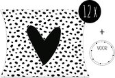 12x Traktatie doosjes / Uitdeeldoosjes / Cadeaudoosjes | Black Heart & Flakes | 12 x 11 cm | incl. stickers