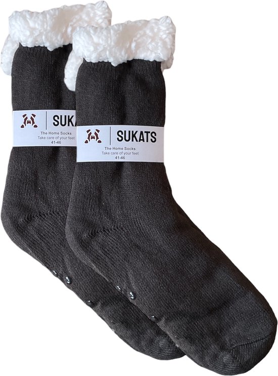 Chaussettes d'intérieur Sukats® - Chaussettes de maison - Taille 41-46 - Antidérapantes - Moelleuses - Chaussettes d'intérieur pour hommes - Variant 22