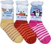 Sukats® Huissokken - Homesocks - 3 Paar - Maat 36-41 - Dames Huissokken - Antislip Sokken - Fluffy Sokken - Slofsokken - Variant 16 - Meerdere Maten en Varianten - Kerstsokken