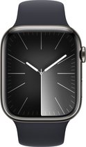 Apple Watch Series 9 - GPS + Cellular - 45 mm - Boîtier en acier inoxydable Graphite avec bracelet Sport minuit - M/L