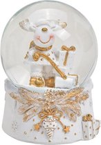 Wurm - Boule à neige - Globe à neige - Renne - Elan - Cadeaux de Noël - Décoration de Noël - Wit et or - Polyrésine - Glas - Ø 7 cm x 9 cm