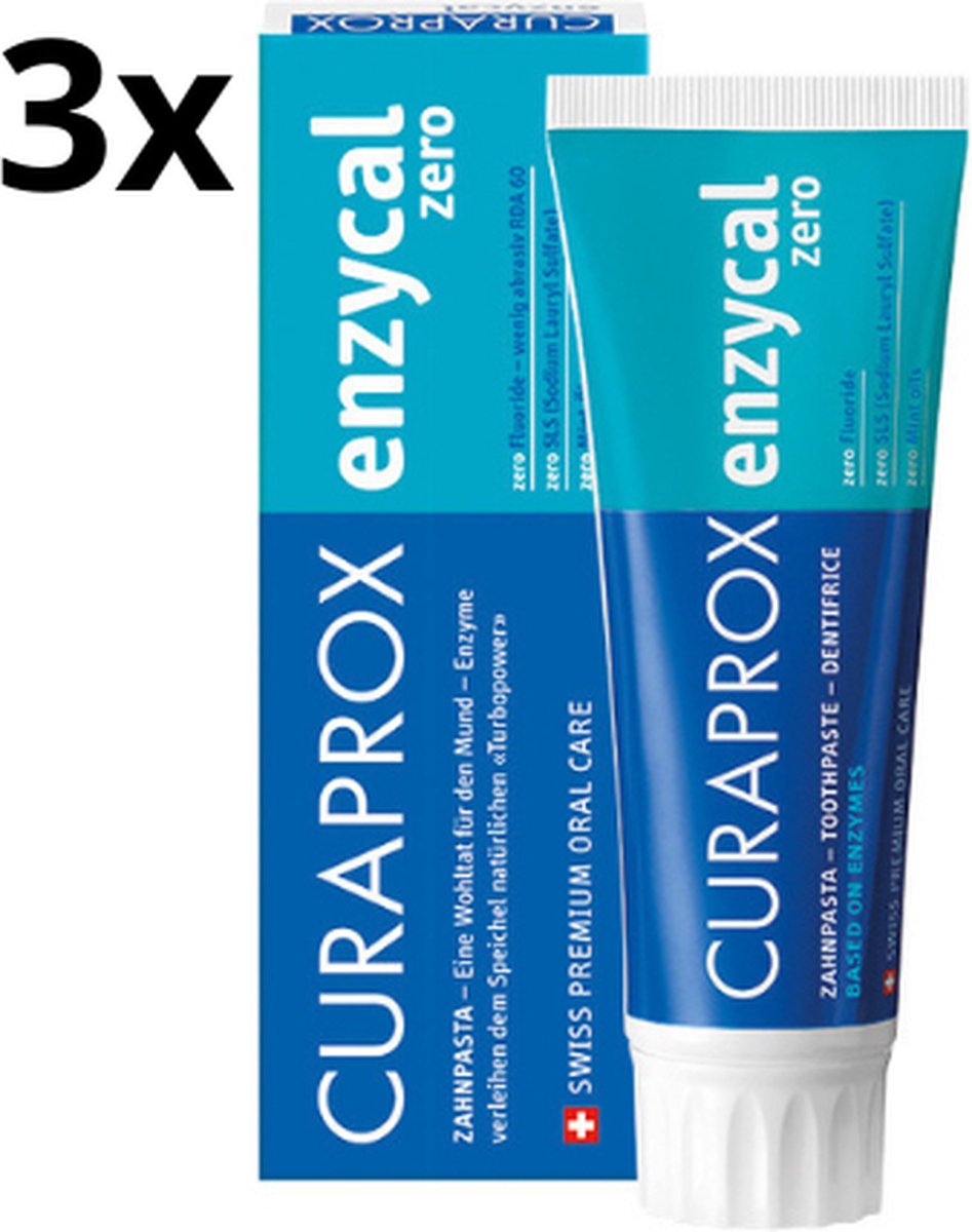 Curaprox Tandpasta Enzycal Zero Fluoride - 3 x 75 ml - Voordeelverpakking