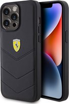 iPhone 15 Pro Backcase hoesje - Ferrari - Effen Zwart - Leer