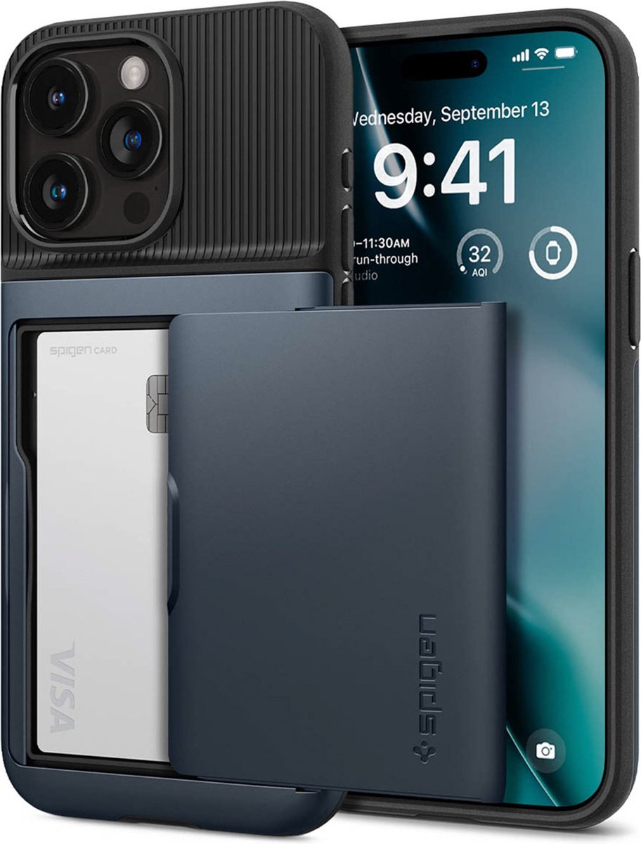 Spigen Slim Armor CS Apple iPhone 15 Pro Hoesje Back Cover Metal Slate