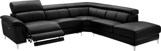 LINEA SOFA Canapé d'angle relax en cuir SITIA - électrique - noir - angle droit L 293 cm x H 100 cm x P 250 cm
