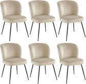 Set van 6 stoelen van fluweel en metaal - Beige - POLPONA van Pascal MORABITO L 52 cm x H 79 cm x D 67.5 cm