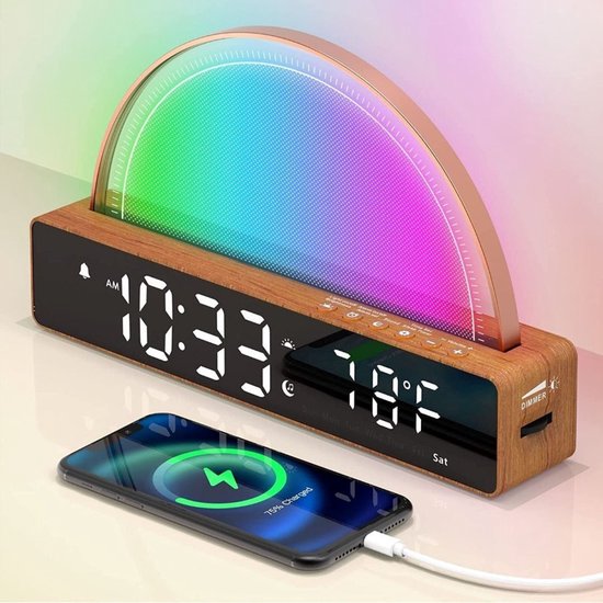 Wekker numérique Caliber - Wekker avec chargeur sans fil - Lumière de réveil  - Klok