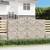 The Living Store Schanskorf Gabion - 300 x 50 x 180/200 cm - Geluidsisolerend - Zilver