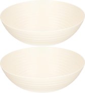 Plasticforte Serveerschaal/saladeschaal - 2x - D27 x H9 cm - kunststof - ivoor wit - 3200 ml