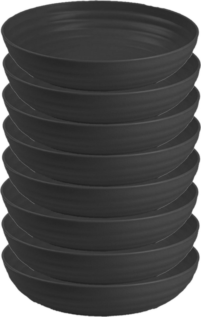 Plasticforte Kommetjes/schaaltjes - 8x - dessert/ontbijt - kunststof - D22 x 5.5 cm - antraciet
